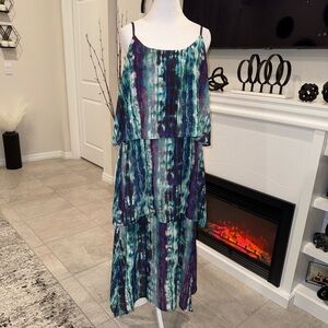 2 x 20$ Mossimo Supply Co. Teal, Navy & Purple Tie-Dye Tiered Maxi Size M
